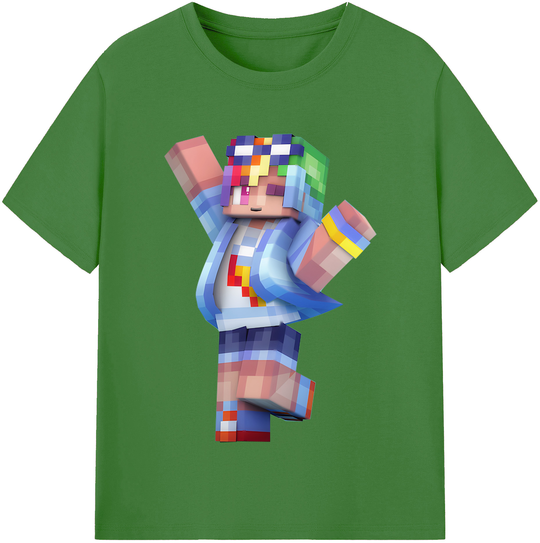 （画像用） マインクラフト ブロックの世界 Minecraft MC Block world レディースカジュアルプリントTシャツ（綿100％）